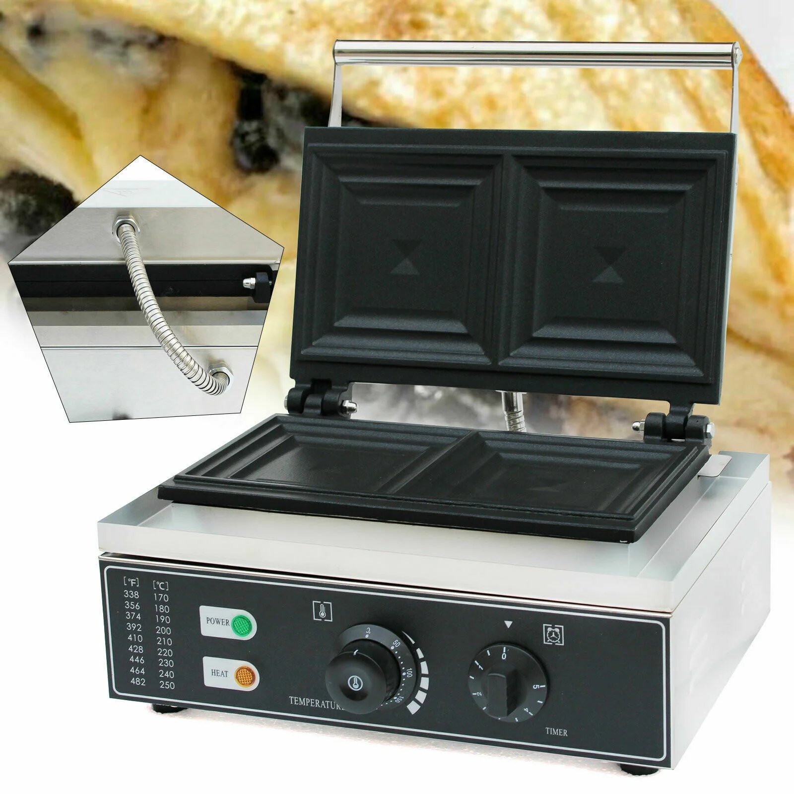 Commercial Sandwich Machine Adjustable Temperature Automatic Edge-sealing Design