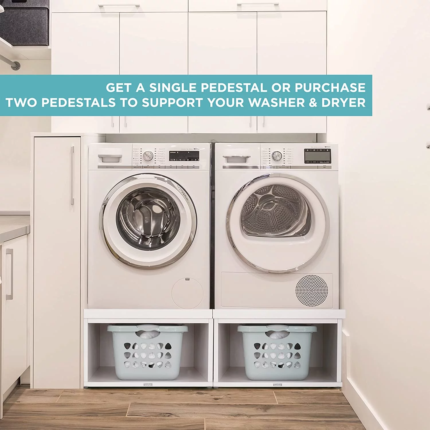 Ivation Wooden Laundry Pedestal for Washer & Dryer, Made to Fit All Machines