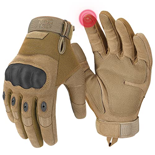 KEMIMOTO Tactical Gloves for Men, Touchscreen Motorcycle Gloves with Hard Shell & Palm Padding for Sports Motorcycle Cycling Tactical Airsoft Paintball Hunting Hiking Camping Climbing