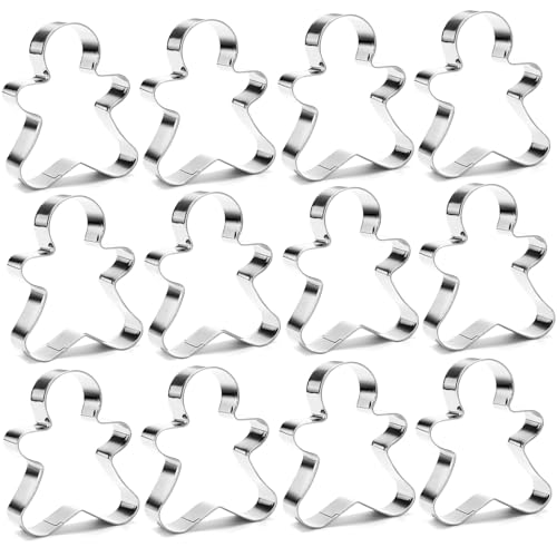 12 Pieces Gingerbread Cookie Cutters, Stainless Steel Christmas Cookie Cutters Set