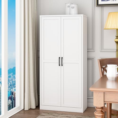 MIOCASA Metal Storage Cabinet - Multi-Purpose Buffet Sideboard Cabinet with Adjustable Shelf & Leveling Feet, Heavy-Duty Steel Design for Living Room, Kitchen, Entryway (Black)