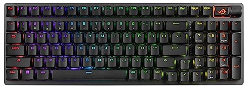 ASUS ROG Strix Scope II 96 Wireless Gaming Keyboard, Tri-Mode Connection, Dampening Foam & Switch-Dampening Pads, Hot-Swappable Pre-lubed ROG NX Snow Switches, PBT Keycaps, RGB-Black