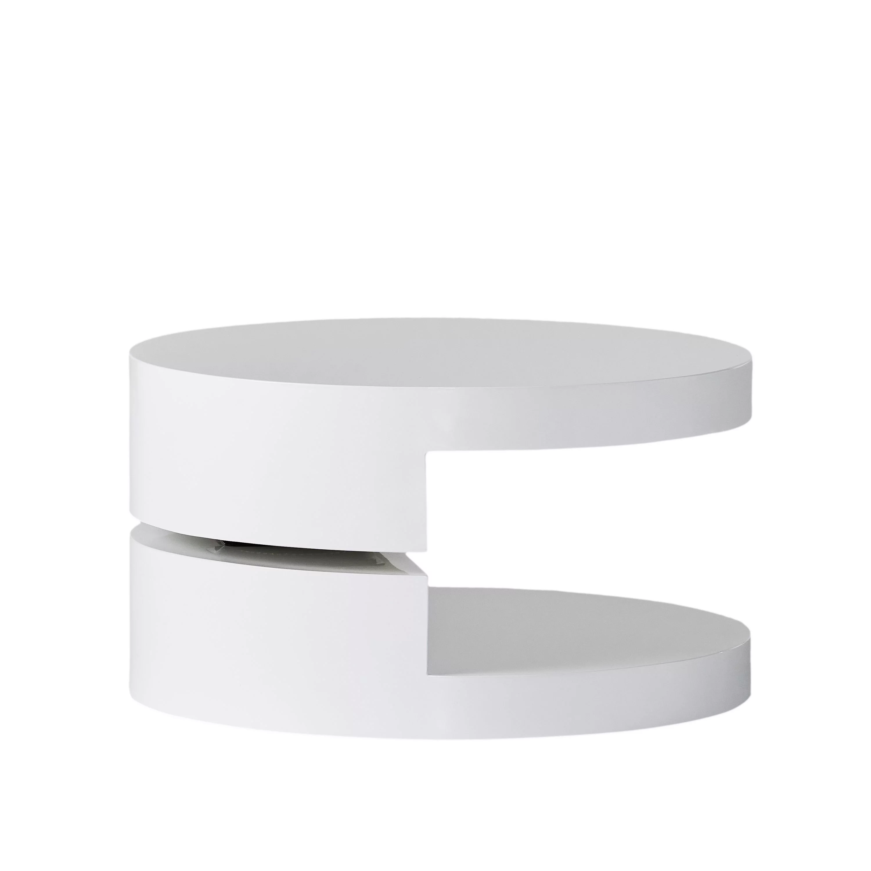 GDF Studio Genoa Modern Small Rotating Coffee Table, Glossy White