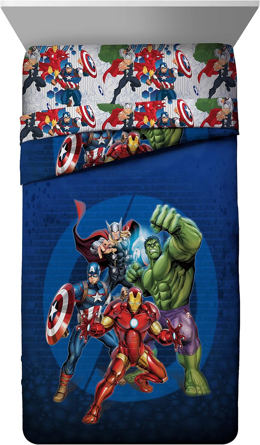 Jay Franco Marvel Avengers Blue Circle Bed Set, Twin