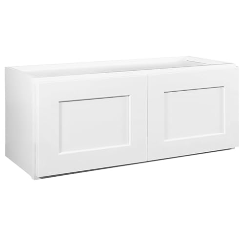Brookings Shaker Unassembled Bridge Wall Kitchen Cabinet W3018, 30 W x 12 D x 18 H, Painted White with Sherwin Williams®, Solid Wood – Design House, 561662