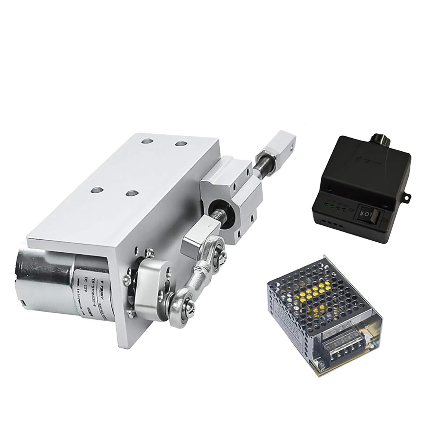 300RPM DIY Reciprocating Cycle Linear Actuator Stroke Kits with Gear Motor & Switching Power Supply & Speed Controller, Adjustable Stroke 12/16/20mm, 24V Adjustable Telescopic, for DIY Design