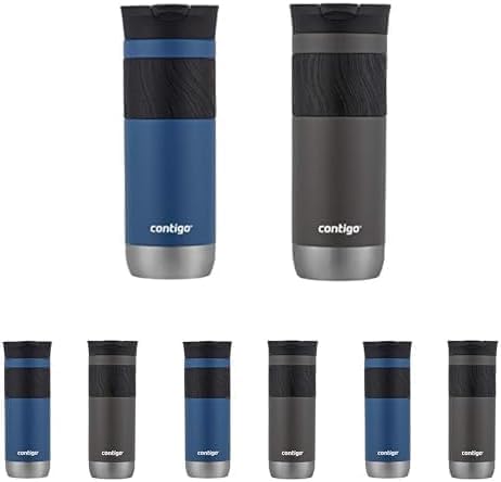 Contigo SNAPSEAL Insulated Stainless Steel Travel Mug with Grip 20oz. Blue Corn Transparent Satin & Midnight Berry