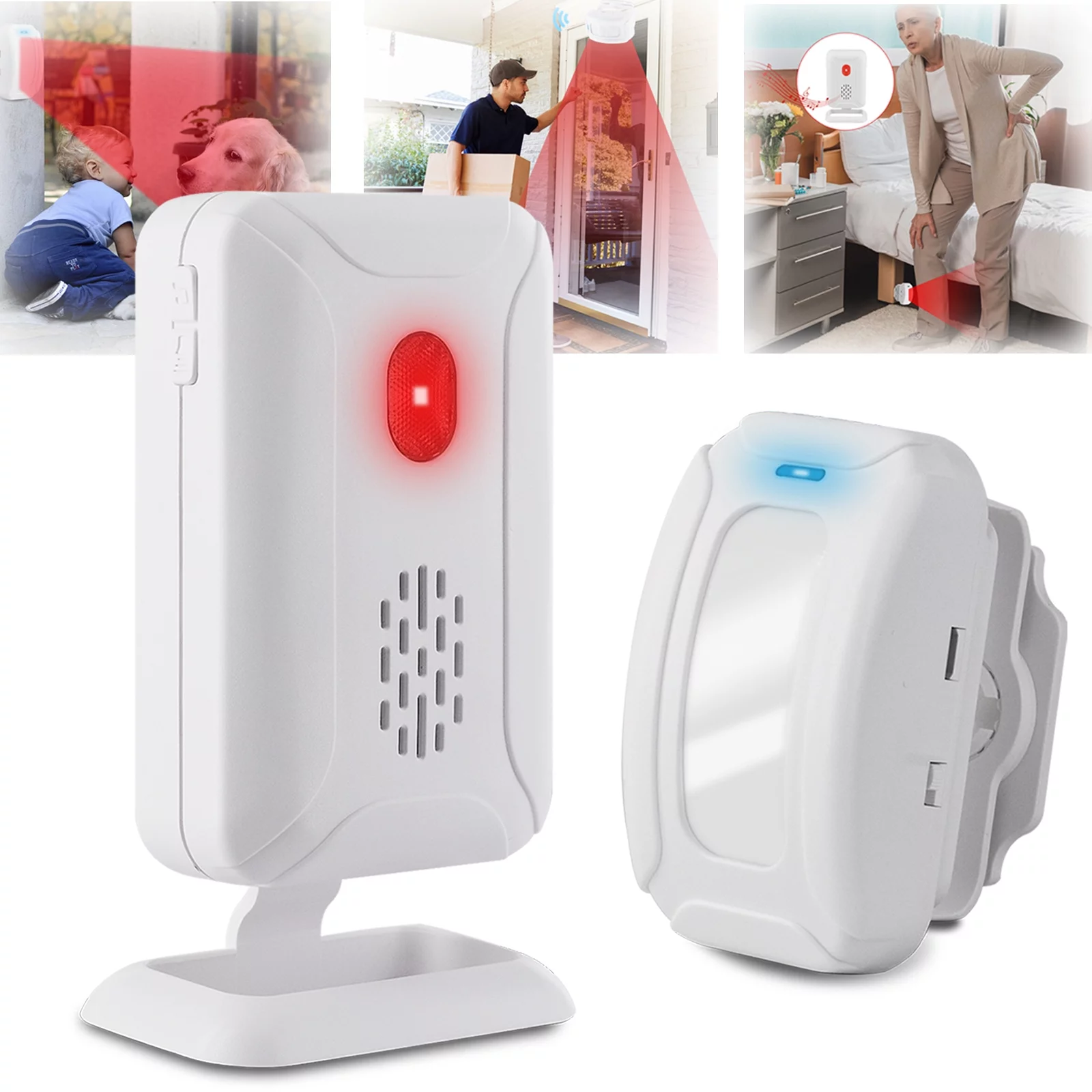 GREENCYCLE Motion Sensor Doorbell, Door Chime for Business Entry, Store Welcome Buzzer Monitor,Motion Sensor Detect Alarm, Caregiver Reminder for Elderly, Visitor Bell - 1 Receiver 1 Motion Sensor