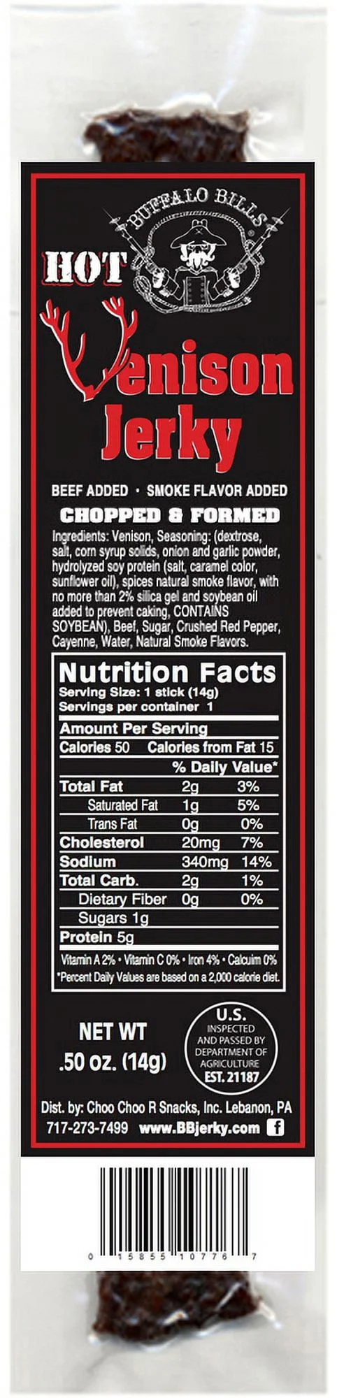 Buffalo Bills 15-Piece Hot Venison Jerky Burlap Gift Wine Bags (15 Hot Venison Jerky Strips)