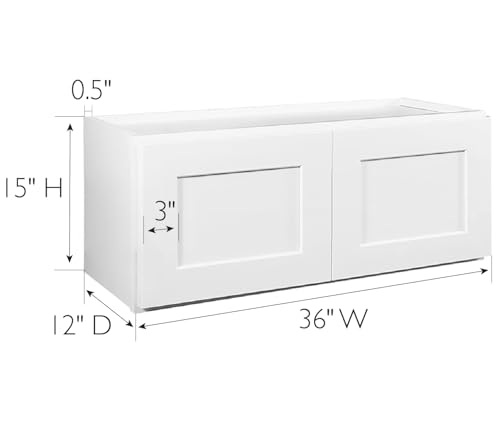 Brookings Shaker Unassembled Bridge Wall Kitchen Cabinet W3018, 30 W x 12 D x 18 H, Painted White with Sherwin Williams®, Solid Wood – Design House, 561662