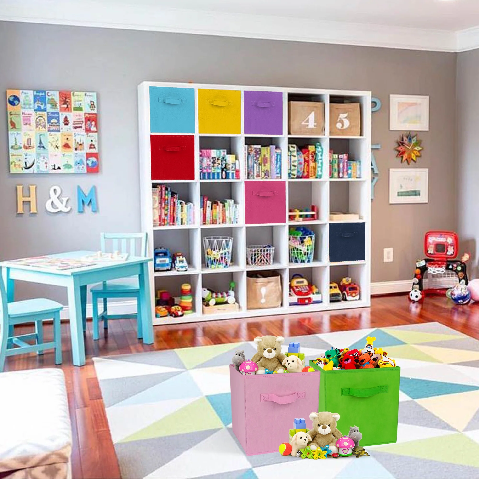 Klozenet 11 inch cube storage bins 8-pack, Multi Colored kids storage cubes, for Home, Kids Room, Nursery and Playroom, Closet and Toys Organization,/ toy storage bins (colorful)