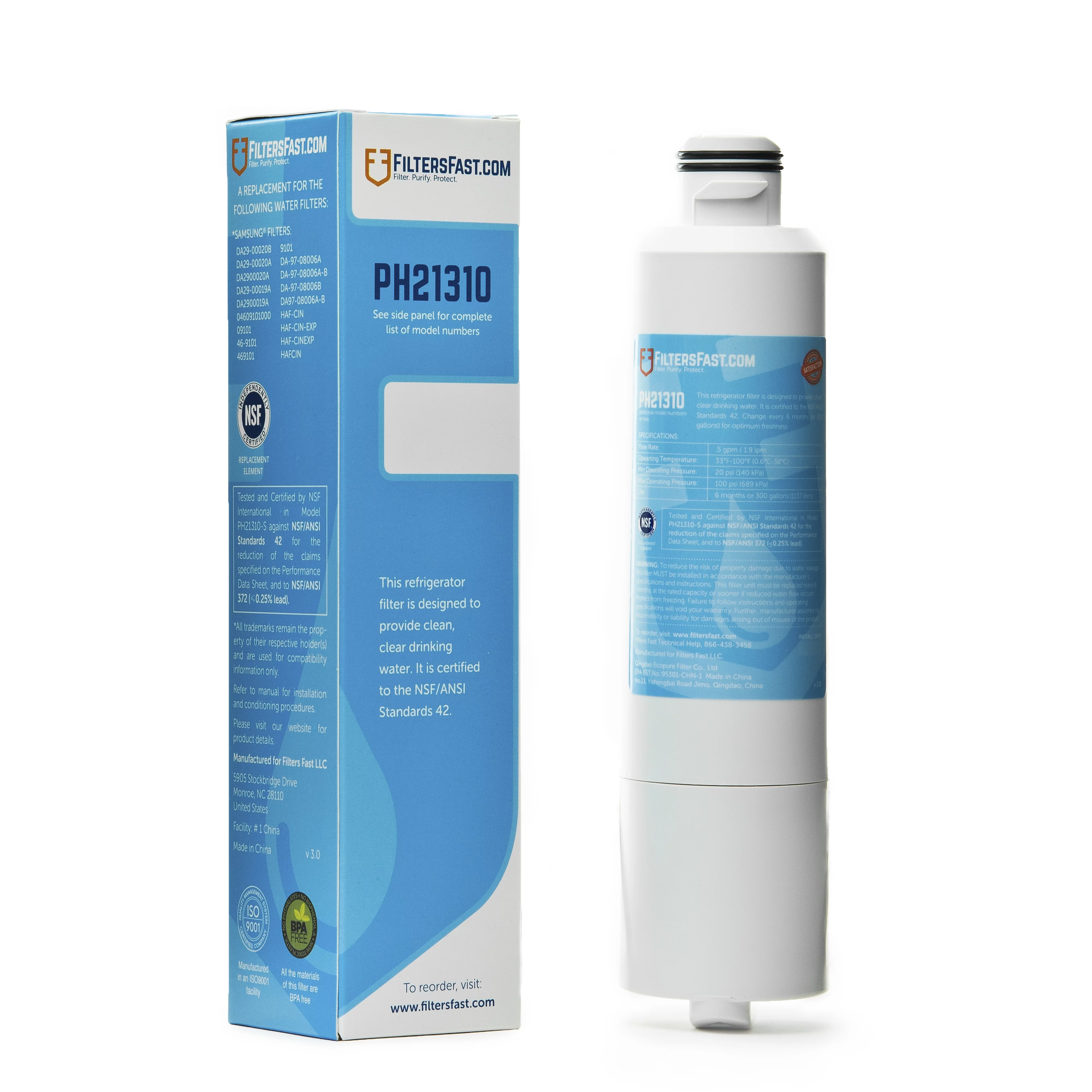 PureH2O Refrigerator Water Filter PH21310 - Replacement for Samsung DA29-00020B