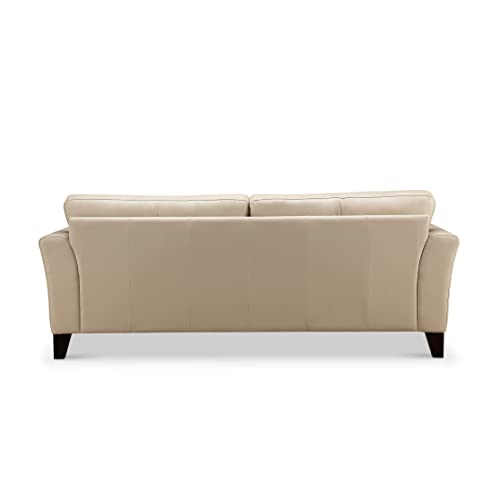 Abbyson Living Top Grain Leather Loveseat, Cream