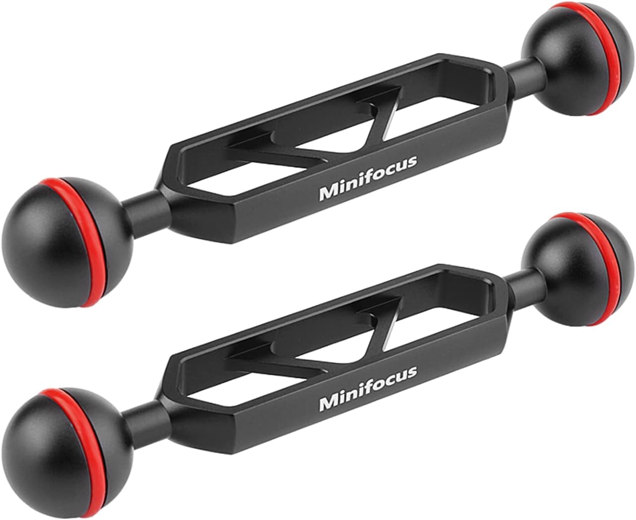MINIFOCUS Double 1�� Ball Arm 5'' Scalable Aluminum Alloy Underwater CNC Arm System Connector Ball Head Extension for Strobe/Video Light/Diving Camera Tray, Waterproof and Rustproof