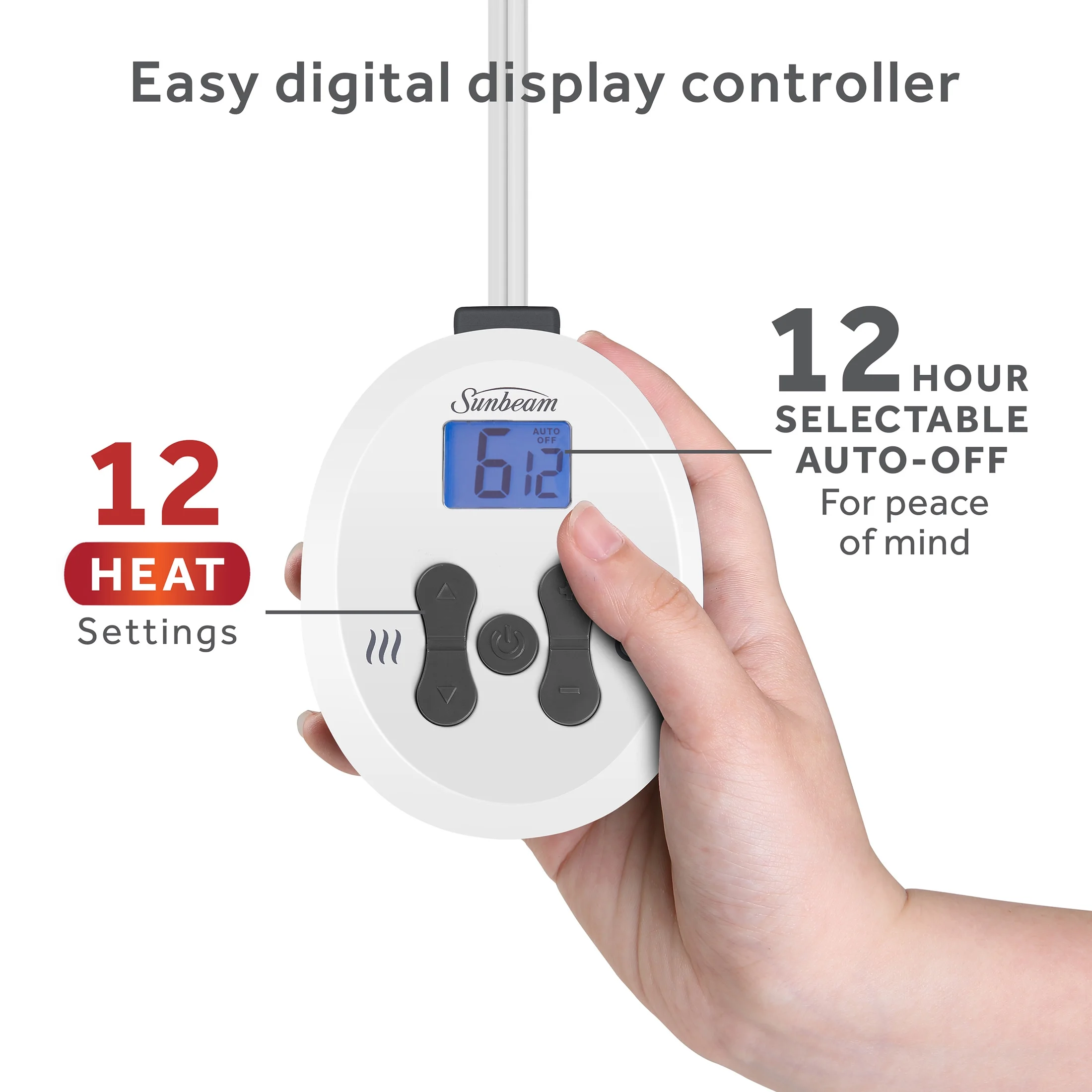 Sunbeam Dark Shadow Nordic Premium Electric Heated King Size Blanket, 100