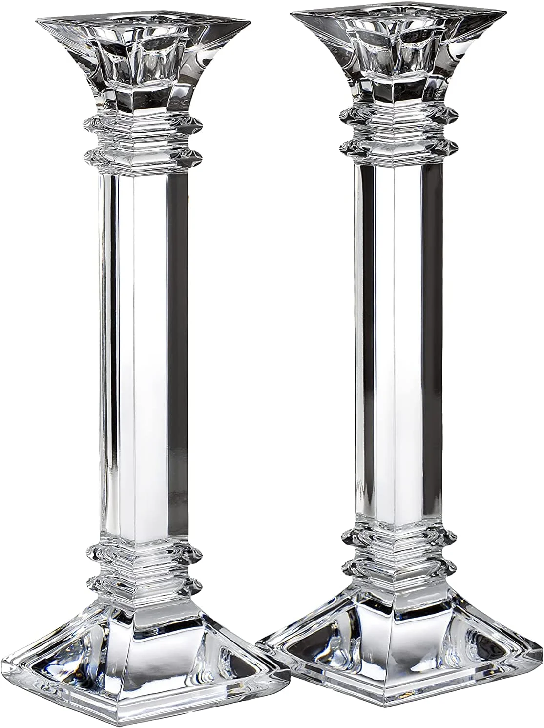 Marquis by Waterford Treviso Candlestick 10 inches, Set of 2, Crystalline, Clear