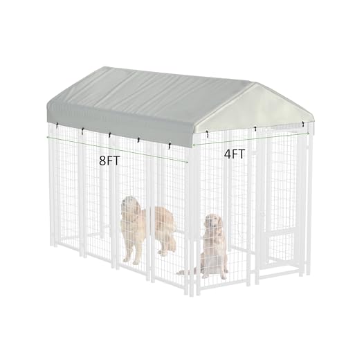10' x 10' Dog Kennel Cover 600D Heavy Duty Waterproof Replaceable Dog Kennel Top Cover - Gray (Top Cover Included Only)