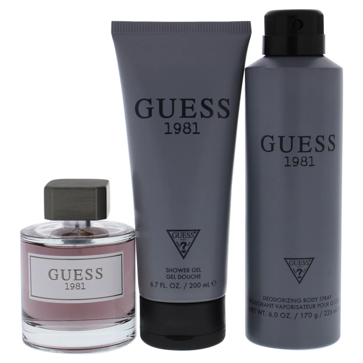 Guess 1981 by Guess for Men - 3 Pc Gift Set 3.4oz EDT Spray, 6oz Deodorant Body Spray, 6.7oz Shower