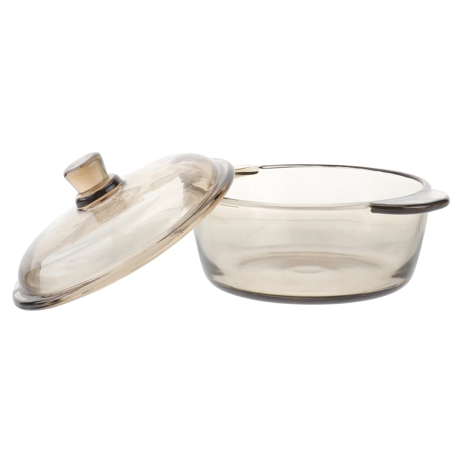 1pc Glass Bowl with Lid Heat Resistant Noodle Bowl Soup Bowl (Light Brown)