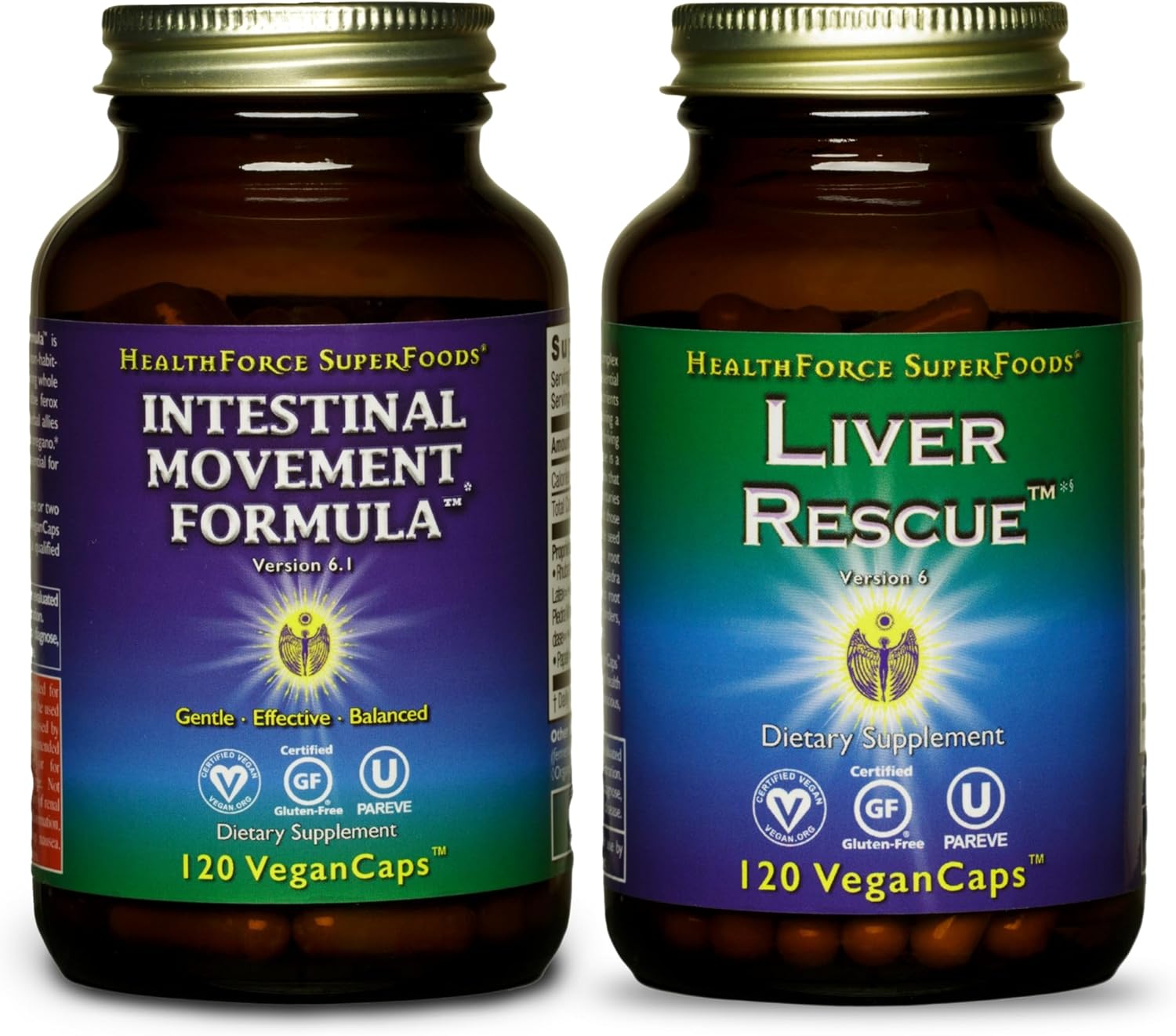 HEALTHFORCE SUPERFOODS Variety Pack - Liver Rescue 120 VeganCaps + Intestinal Movement Formula 120 VeganCaps