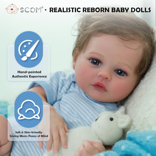 SCOM Reborn Baby Dolls Boy Meadow- 18 Inch Realistic Newborn Soft Weighted Cloth Body Adorable Poseable Real Life Doll with Accessories for 3+ Year Old Gifts, Pretend Play, Collection