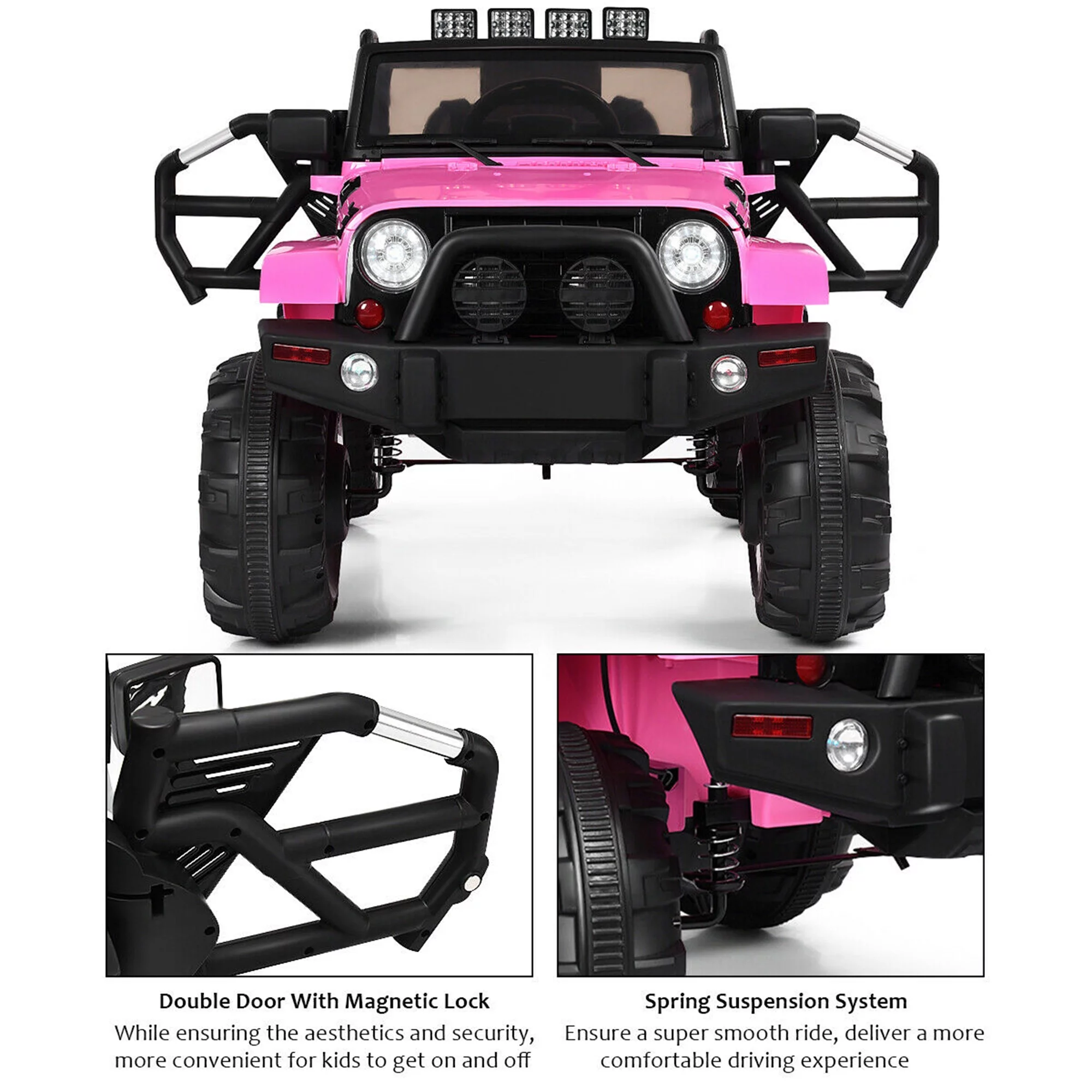 Gymax Electric 12V Kids Ride-on Car Truck Parent Control with 2.4 GHZ Remote Control Pink