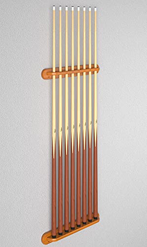 Viper 2-Piece Traditional Wall Mounted Solid Oak Billiard/Pool Cue Rack, Holds 8 Cues