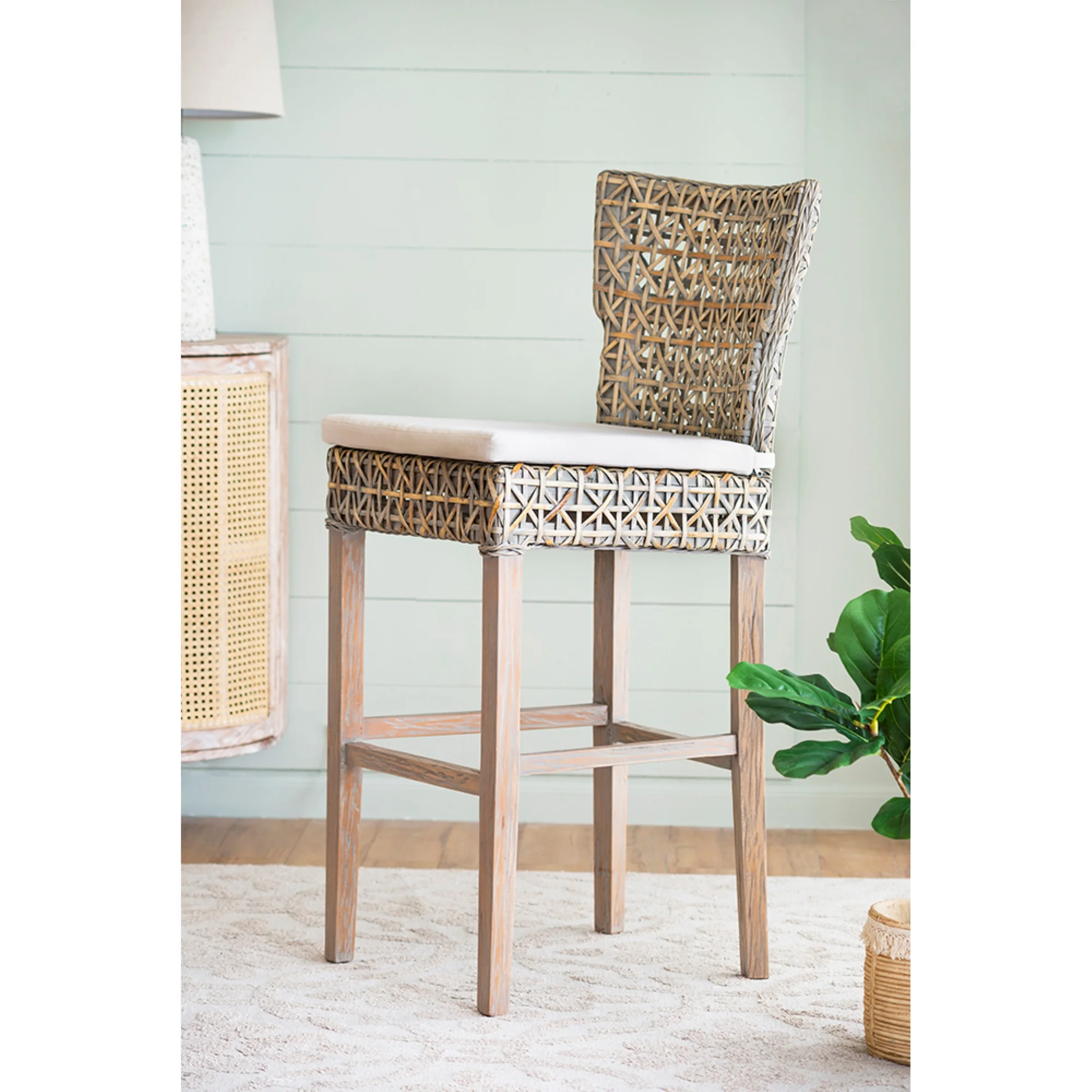 CC Home Furnishings Armless Woven Padded Seat Bar Chair - 44.5