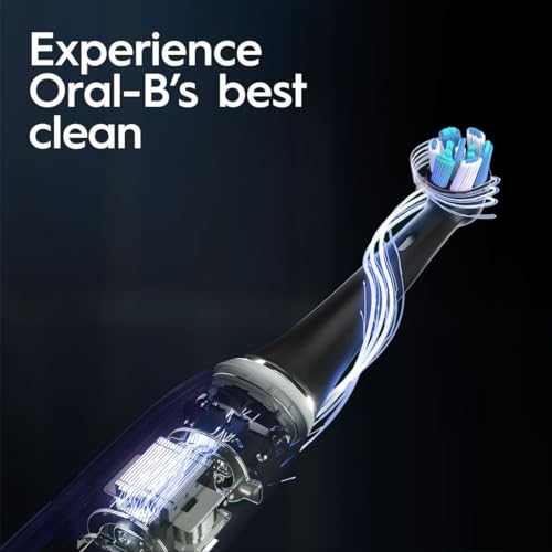 Oral-B iO Series 10 Rechargeable Electric Toothbrush with Visible Pressure Sensor to Protect Gums, 2 Min Timer, 7 Cleaning Settings, 4 Replacement Toothbrush Heads, and Charging Travel Case, Black