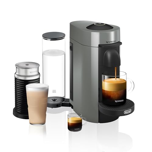 Nespresso Vertuo Plus Coffee and Espresso Maker by De'Longhi, Grey with Aeroccino Milk Frother
