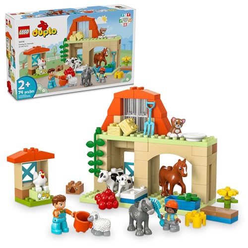 LEGO DUPLO Town Caring for Animals at The Farm Building Toys Playset - Learning, Educational Toys for Toddlers & Preschool, Ages 2+ - Building Blocks for Pretend Play Set W/Animal Figures - 10416
