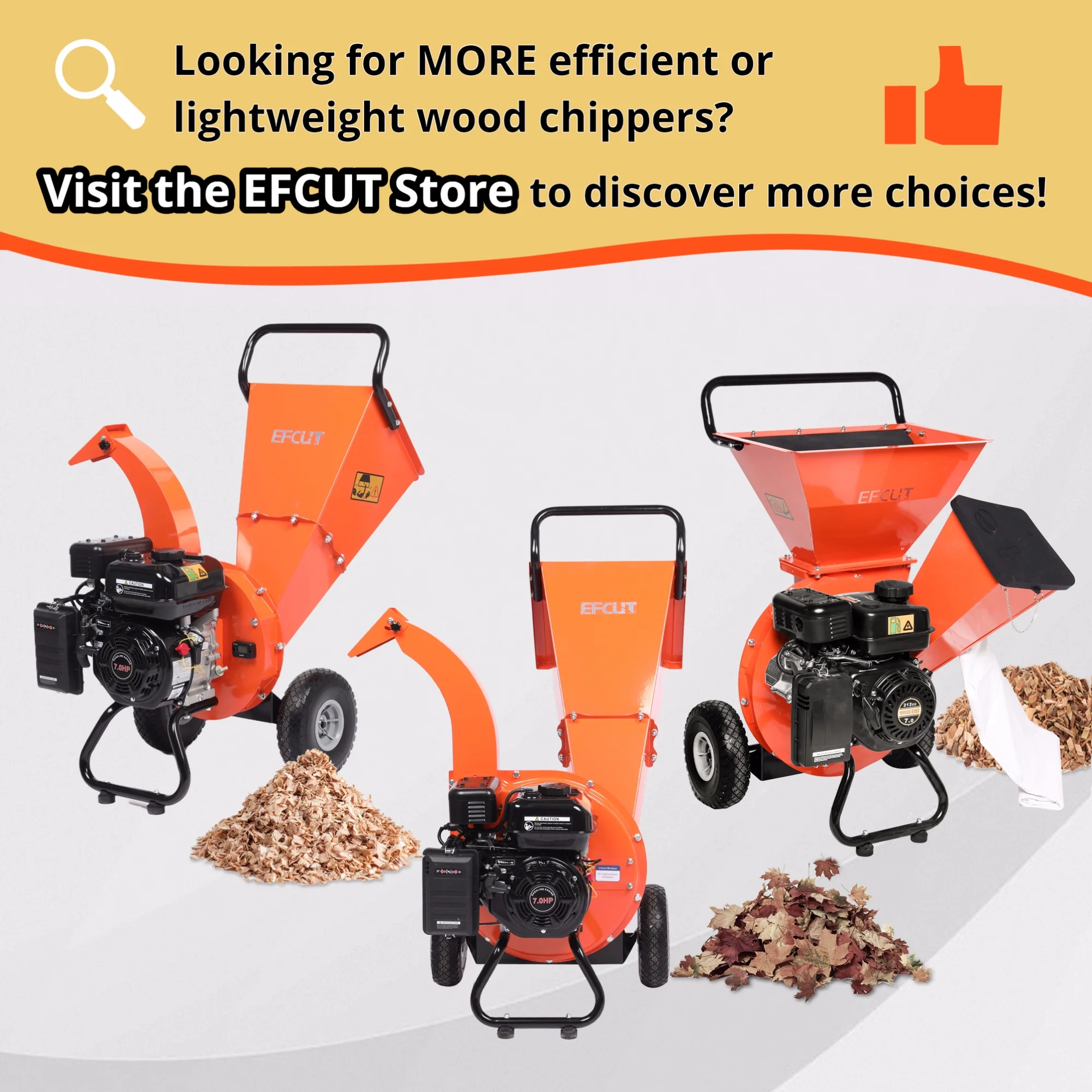 EFCUT R0 Wood Chipper Shredder Mulcher 7HP Gas Powered Heavy Duty Compact Design 3