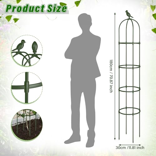 4 Pack 6 ft Garden Obelisk Trellis for Climbing Plants Outdoor Rustproof Rose Trellis for Pots Tall Tower Plant Trellis Metal Garden Trellis for Outdoor Indoor Vines Flower Plants Support (White)