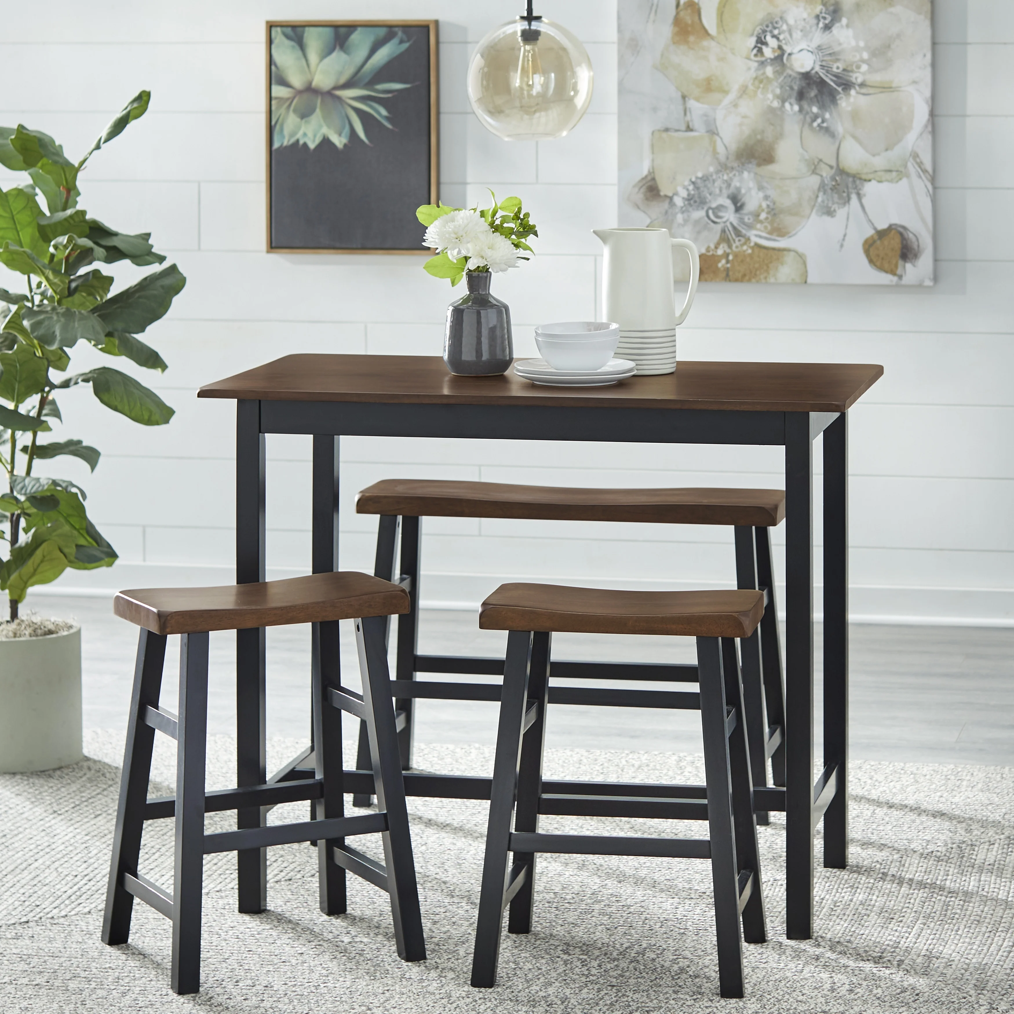Simple Living  Galena Farmhouse 4-piece Counter Height Dining Set Brown/Black