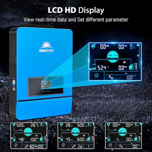 SUNGOLDPOWER 8000W 48V Solar Inverter, Built-in 2 MPPT Solar Controllers, Max 200A Battery Charging, AC Input/Output 120V/240V(settable),Pure Sine Wave Inverter UL1741(WiFi and BMS COMM)