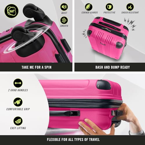 Kenneth Cole REACTION Out of Bounds Lightweight Hardshell 4-Wheel Spinner Luggage, Cobalt Blue, 20-Inch Carry On