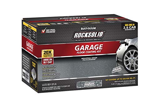Rust-Oleum 293513 RockSolid Polycuramine Garage Floor Coating, 2.5 Car Kit, High Gloss Gray