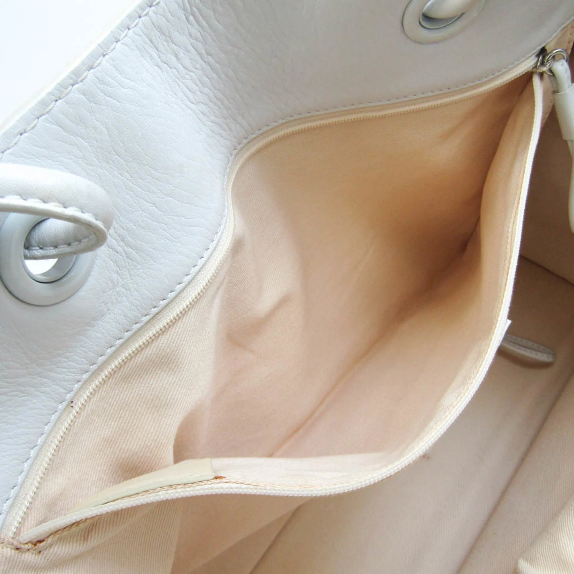 Pre-Owned Loewe Crown Logo Stitch Women's Leather Shoulder Bag,Tote Bag White (Good)