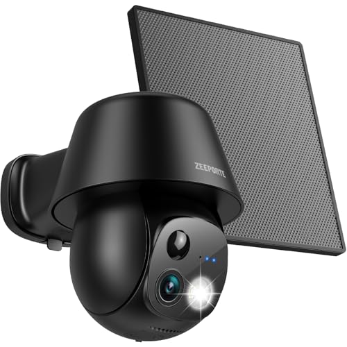 Solar Security Cameras Wireless Outdoor, 2K Pan/Tilt 360° View Solar/Battery Powered WiFi Cameras for Home Security with AI Motion Detection, Color Night Vision, Siren, Waterproof