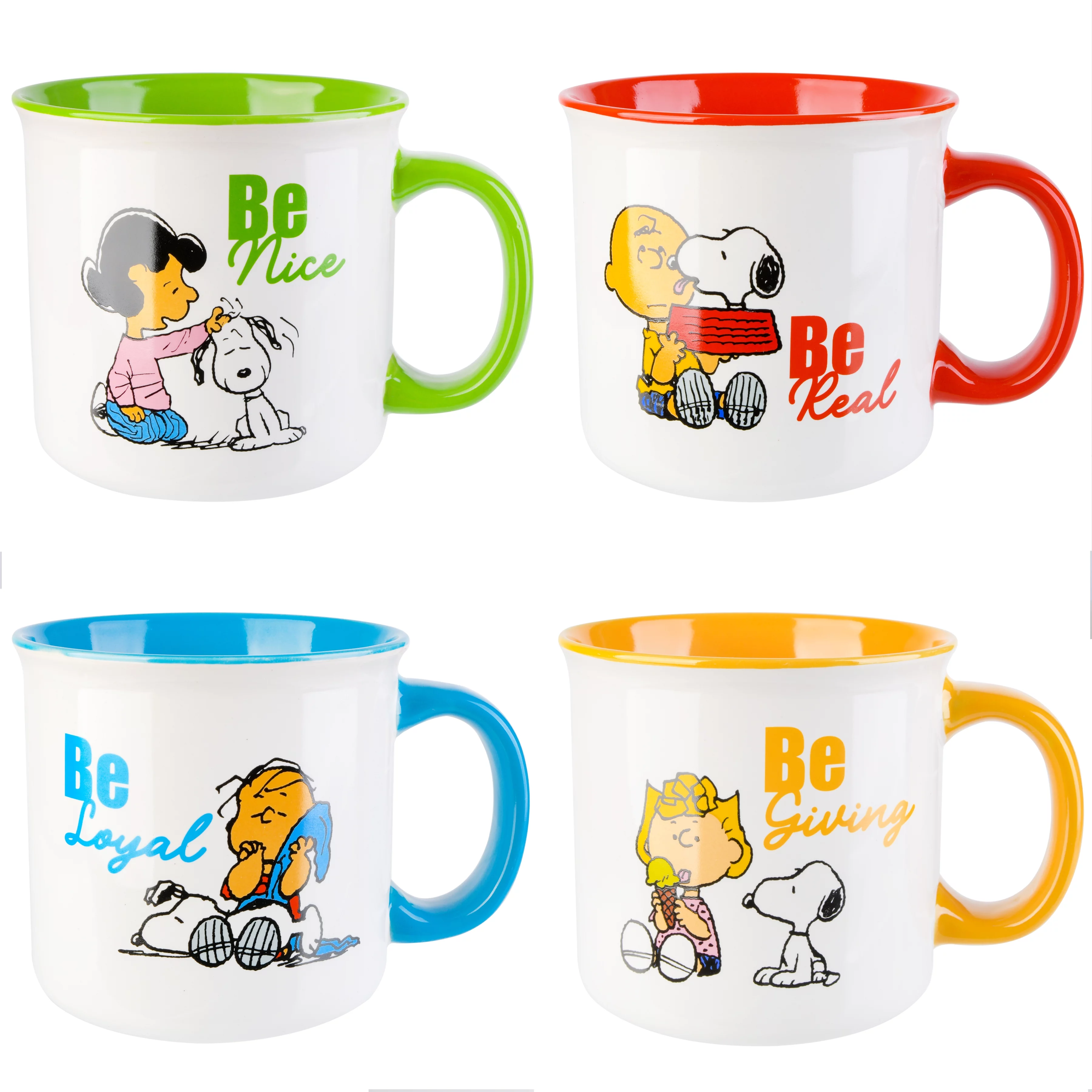 Peanuts Gentle Reminders 4 Pack 21 oz Stoneware Camper Mug Set