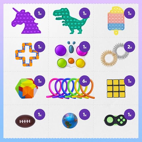 Fidget Toys Pack 50 Pcs – Party Favors for Kids 8-12, Stocking Stuffers for Kids, Bulk Sensory Toys for Classroom Treasure Box Prizes, Goodie Bags, Birthday Gifts