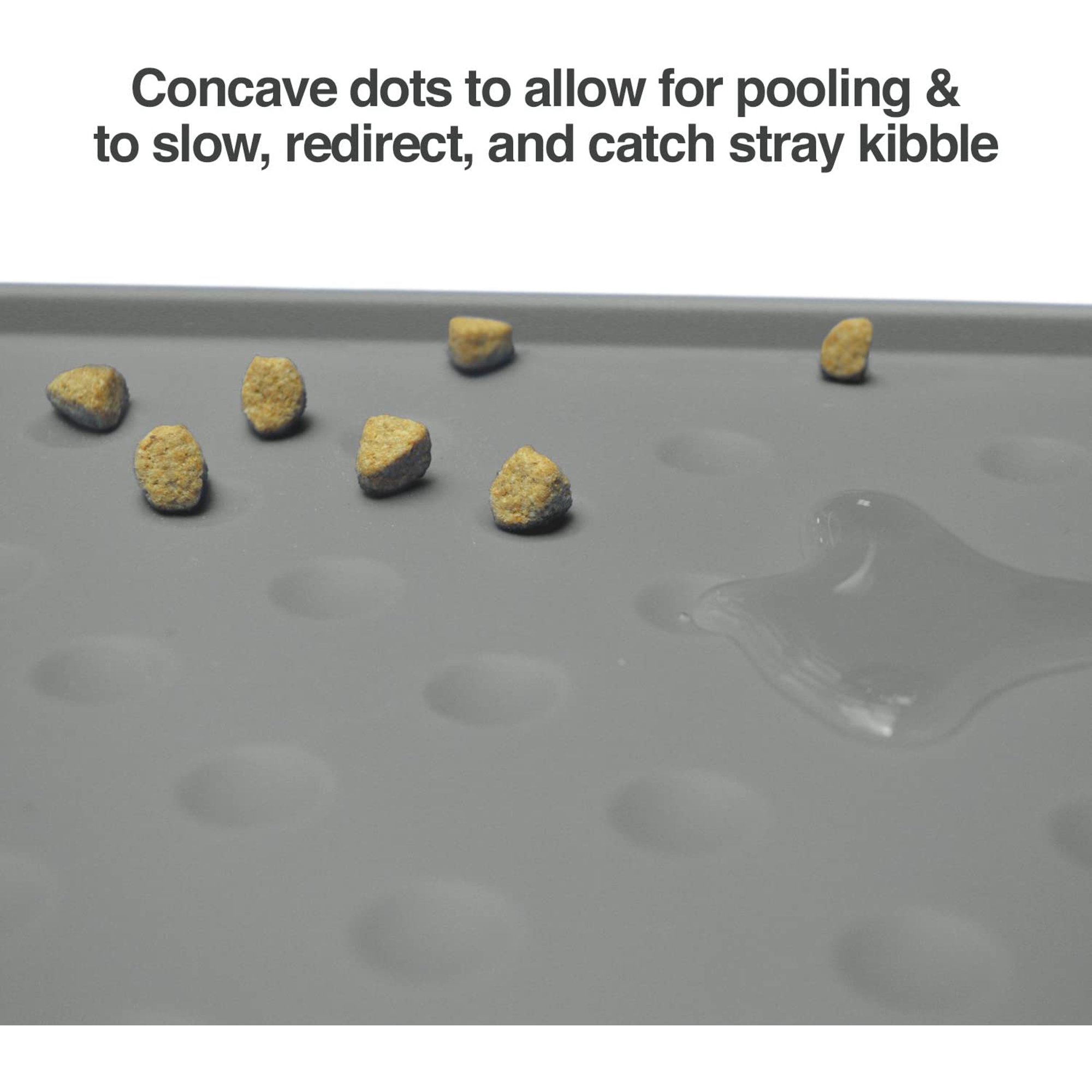 Waterproof Large Dog Food Mat, Extra Tough FDA Grade Silicone, Grey, 27.5 x 17.5