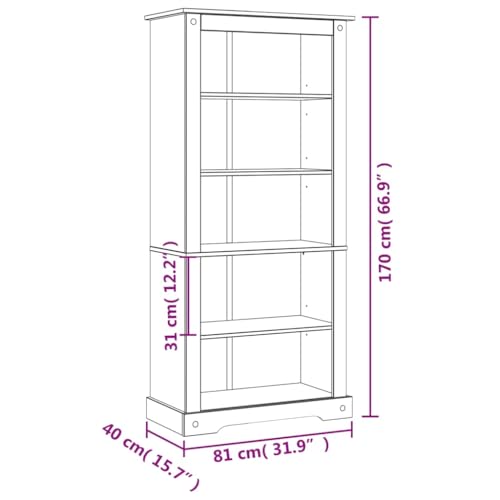 5-Tier Bookcase Mexican Pine Corona Range 31.9