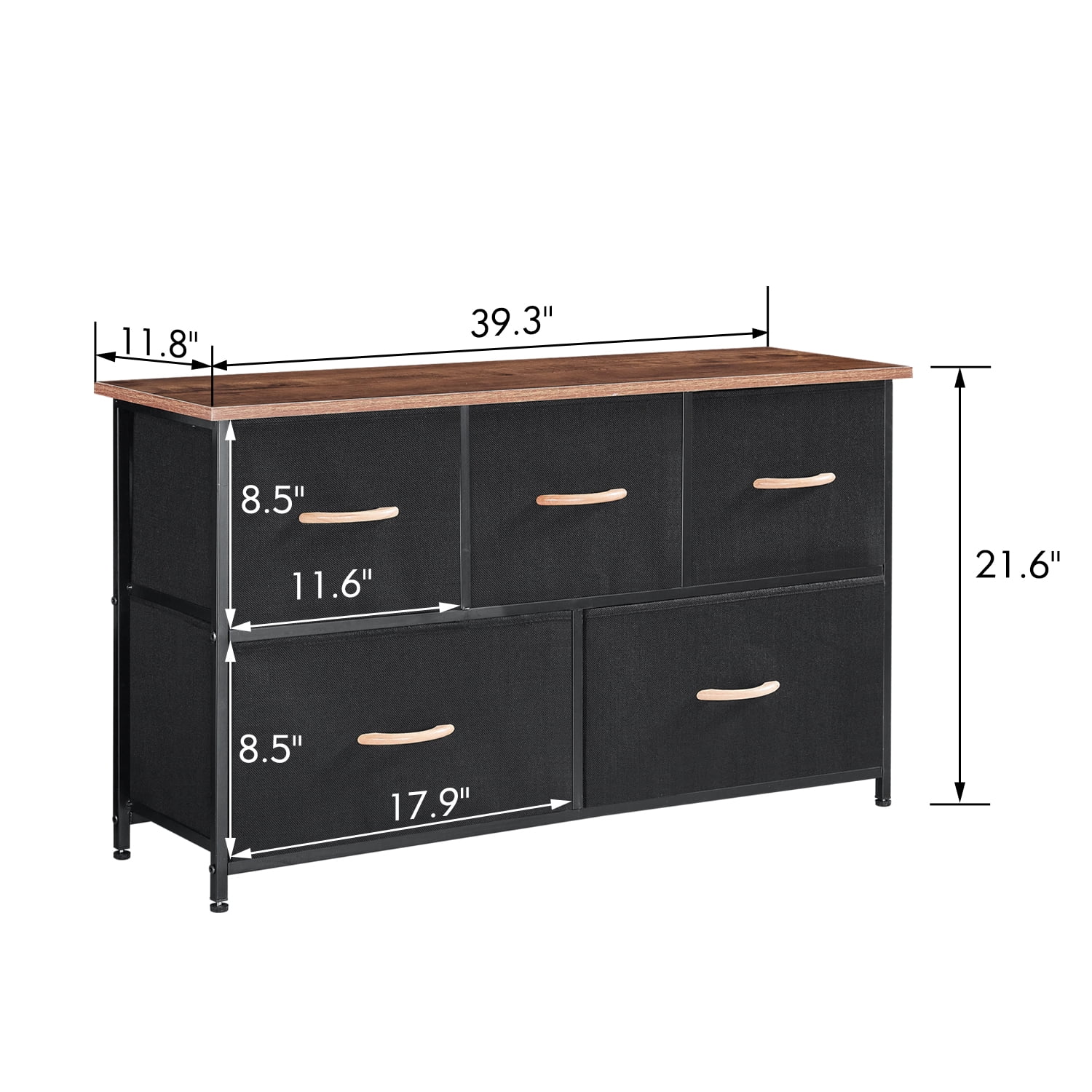 Dresser Storage Organizer, 5 Drawer Dresser Tower Unit for Bedroom Hallway Entryway Closets, Small Dresser Clothes Storage with Wide Sturdy Steel Frame Wood Top