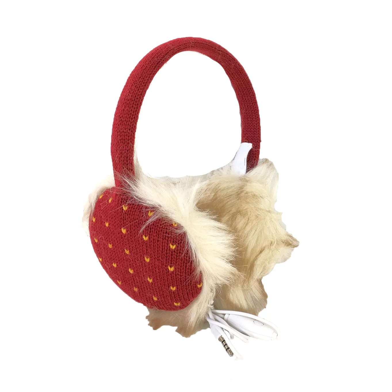 You Spin Me Around Women's Earmuff Wired Headphones, Red/Yellow