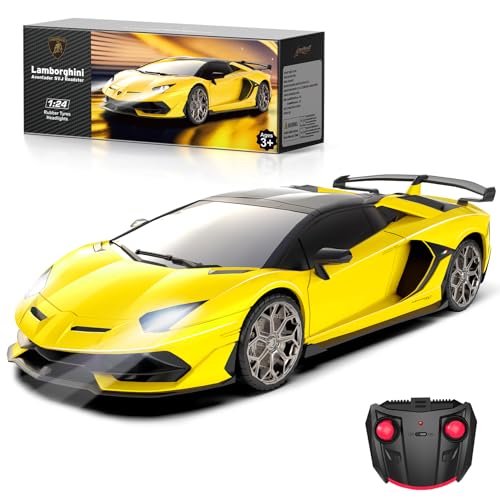 Lamborghini Remote Control Car, 1:24 Scale Electric Sport Racing Hobby Toy Car Lamborghini Model Vehicle for Boys Girls Birthday Gifts, Green