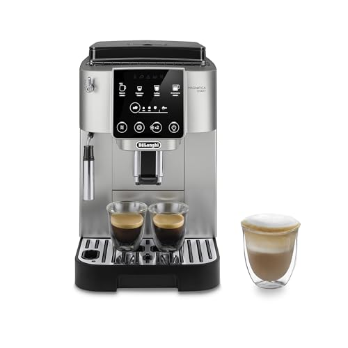 De'Longhi Magnifica Start Automatic Espresso & Coffee Machine with Manual Milk Frother for Latte, Cappuccino, Built-in Grinder, Silver, ECAM22022SB