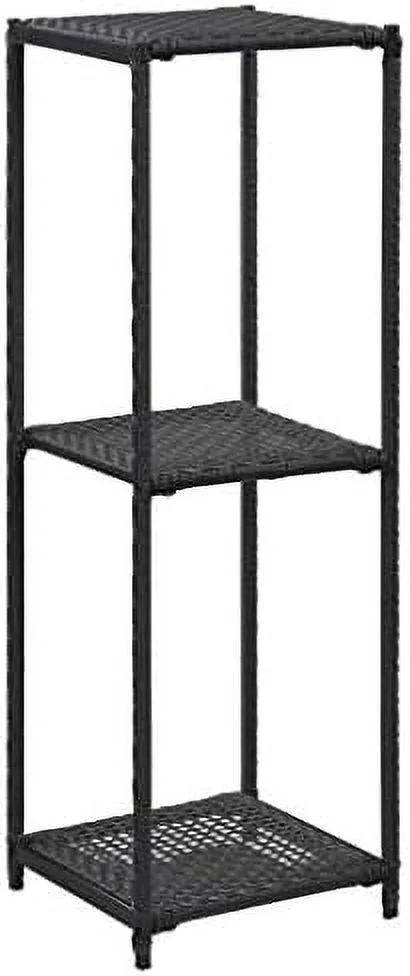 HOOMHIBIU Black Standing Bookshelves Display Rack Standing Unit   Rack for Living Room Bedroom Office with Ample  Space 11.8"x11.8"x35.4" Poly Rattan(Priority Delivery)