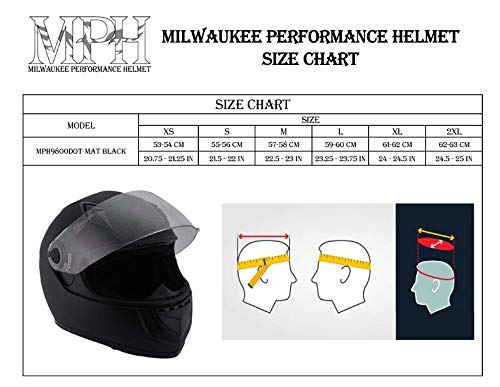 Milwaukee Helmets MPH9800DOT 'Velocity' Full Face Matte Black Helmet - X-Large