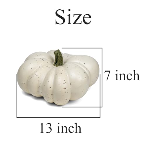 12 inch Large Artificial Pumpkin Foam Harvest Decor Fake Paintable Pumpkin Decoration for Fall Autumn Halloween Holiday Home Decor (White)